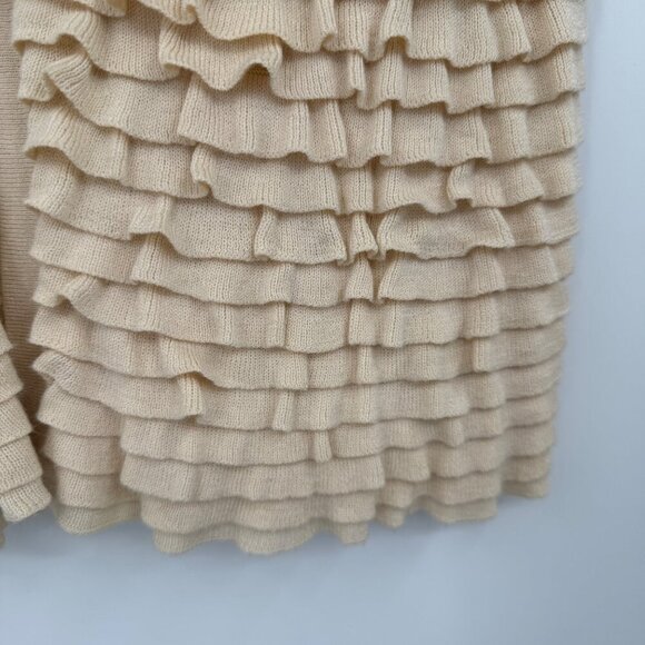 J. CREW Cream Tiered Ruffle Open Front Top Woman’s size medium - Picture 3 of 8